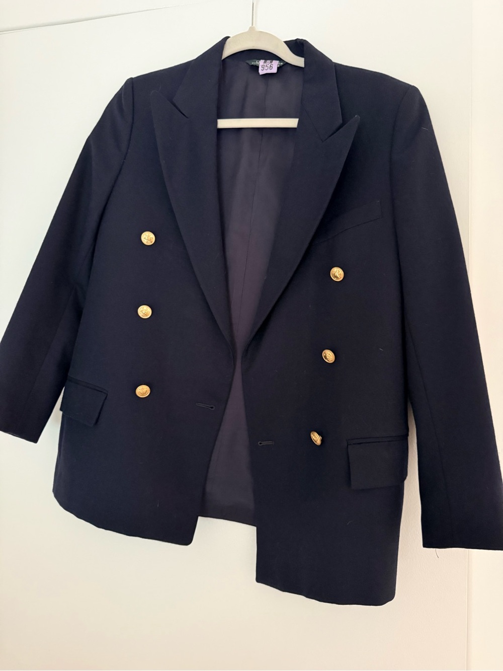 Ralph Lauren Black Double-Breasted Blazer with Gold Buttons